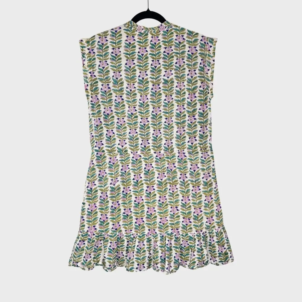 Perry Walker Womens Dress Green Floral Mini Cap Sleeve A Line Boho 1 US Small - Picture 2 of 11